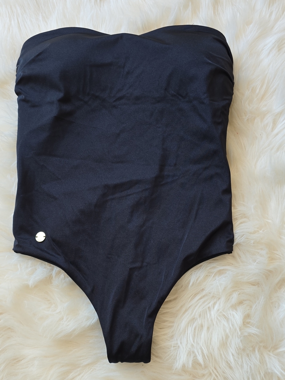 Leonisa Macrame Tummy Control Strapless One Piece Swimsuit Black M